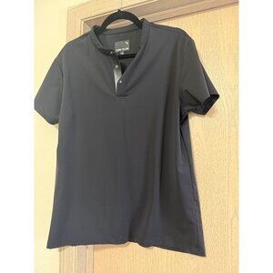 Stone Falcon Men’s Black Short Sleeve Henley Shirt Size Large